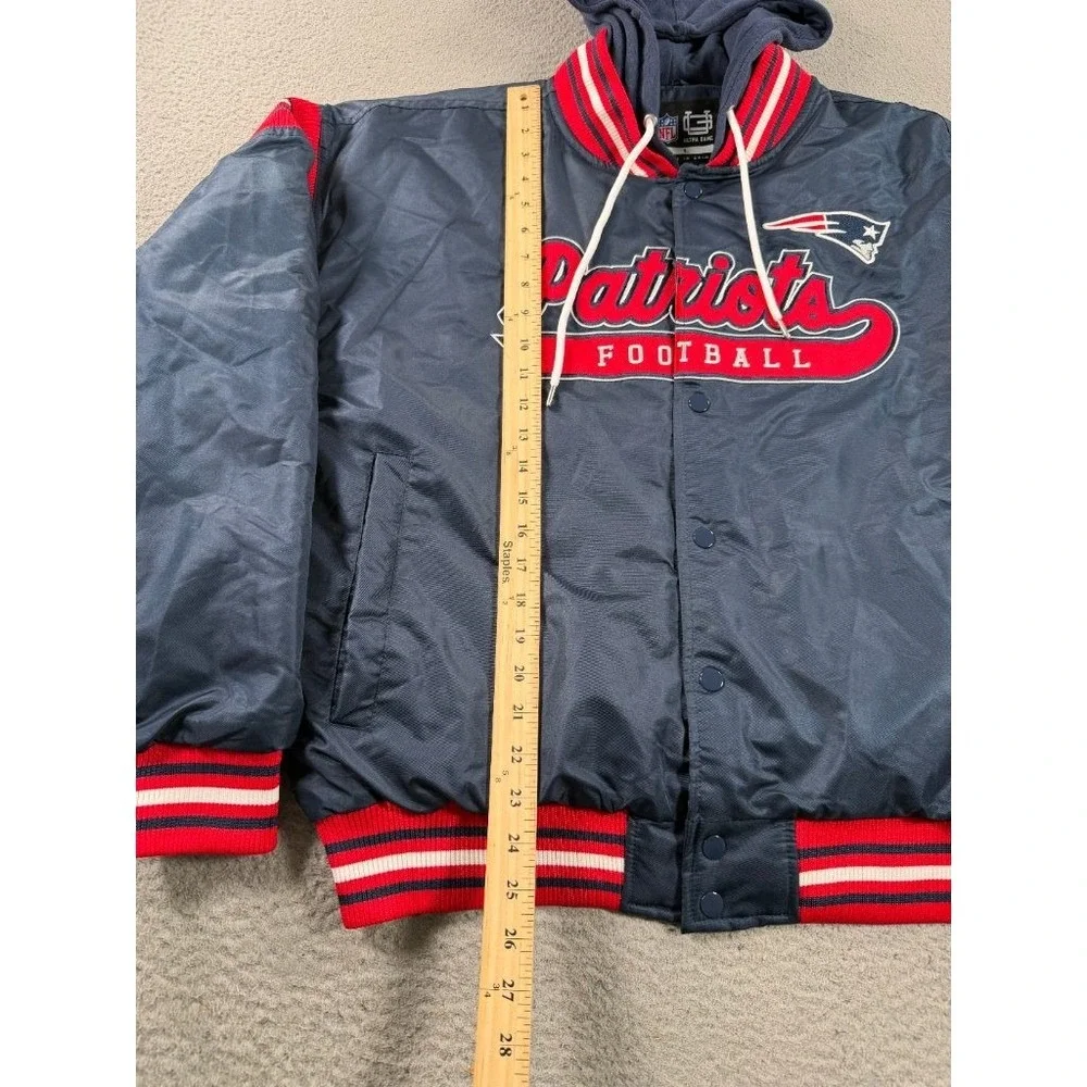 Ultra Game NFL New England Patriots Bomber Varsity Jacket Mens Large Hooded